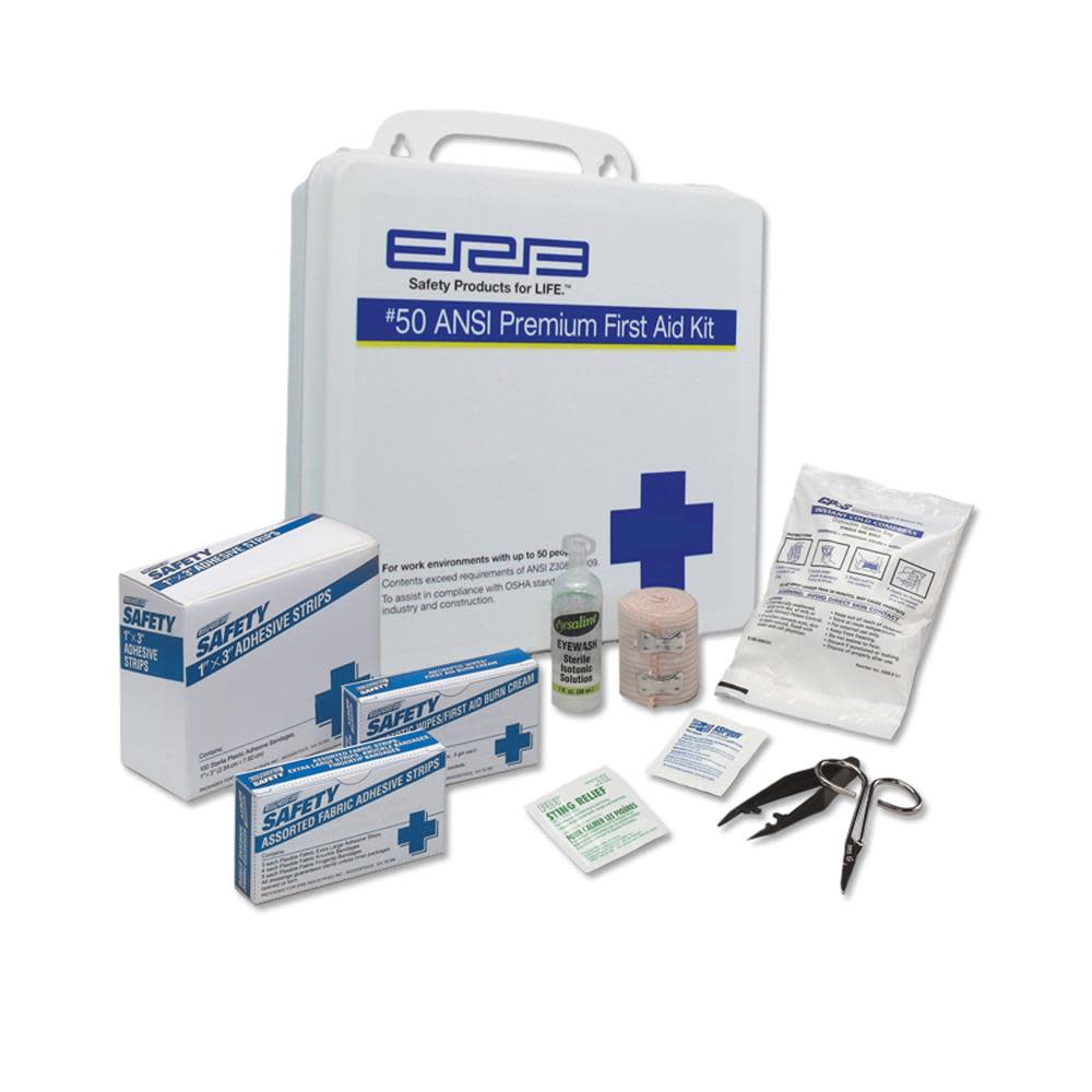 ERB 50 Person ANSI Premium First Aid Kit with Plastic Case - Ascmtools