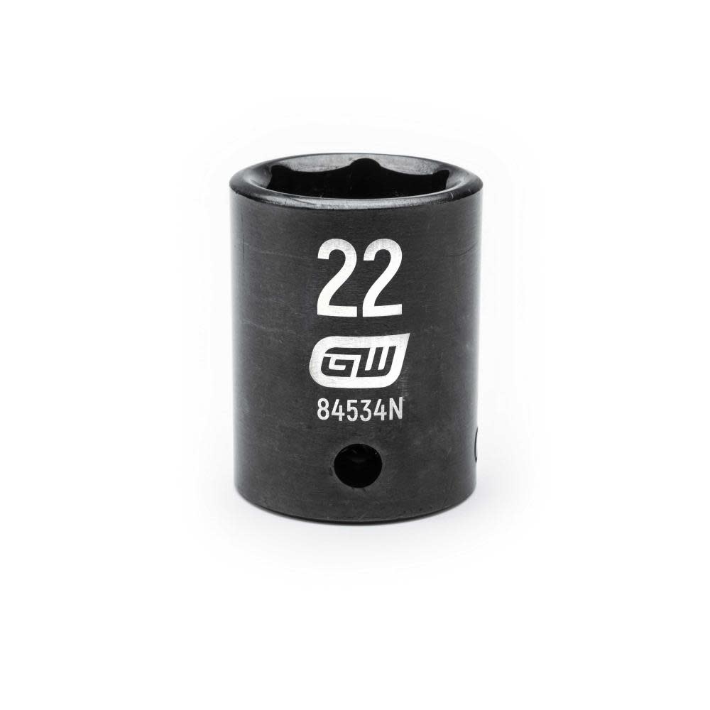 GEARWRENCH 1/2″ Drive 6 Point Standard Impact Metric Socket 22mm - Ascmtools