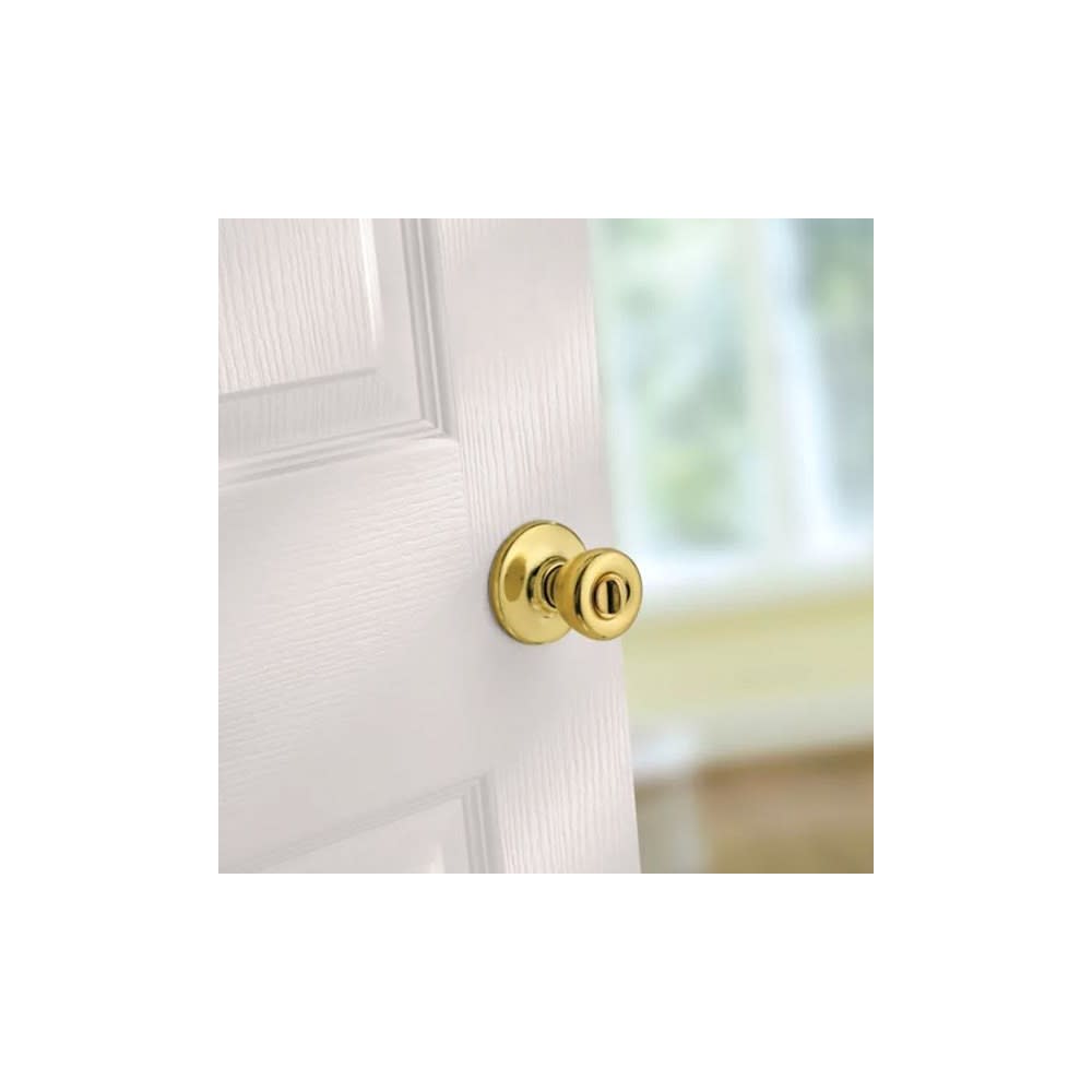 Kwikset Polished Brass Bed/Bath Tylo Mobile Home Privacy Door Knob Set - Ascmtools