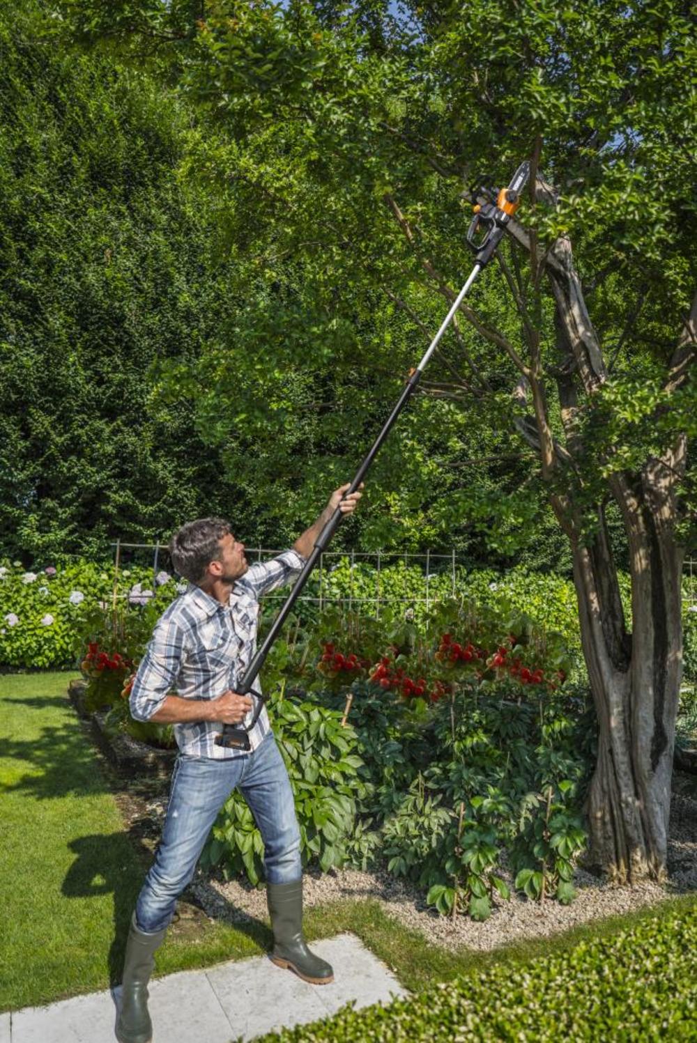 Worx POWER SHARE 20-Volt 10in. Cordless Pole Saw with 10 ft Extension and Detachable Chain Saw (Battery and Charger Included) - Ascmtools