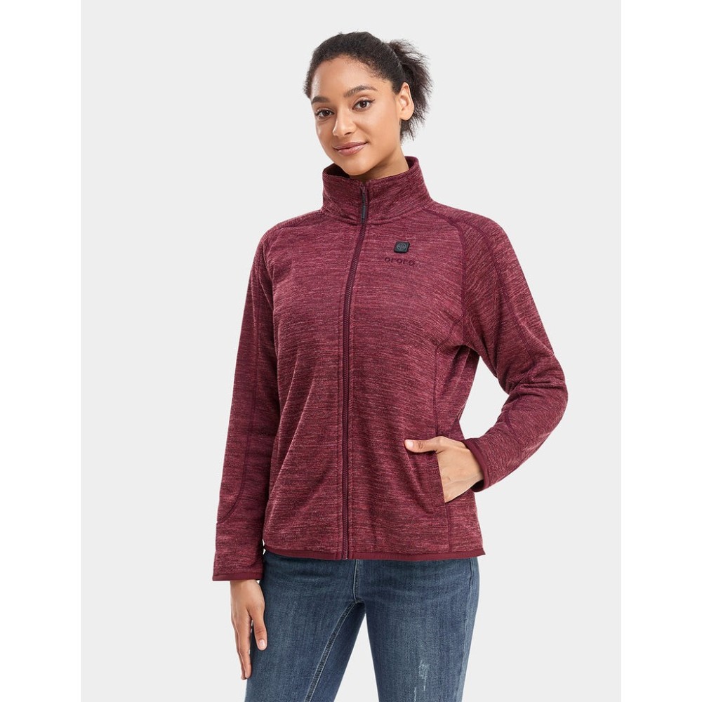ORORO Womens Maroon Heated Fleece Jacket Kit 3X - Ascmtools