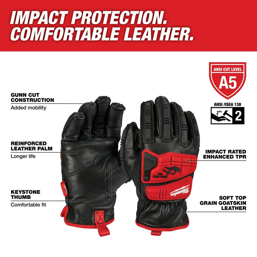Milwaukee Impact Cut Level 5 Gloves Goatskin Leather - Ascmtools