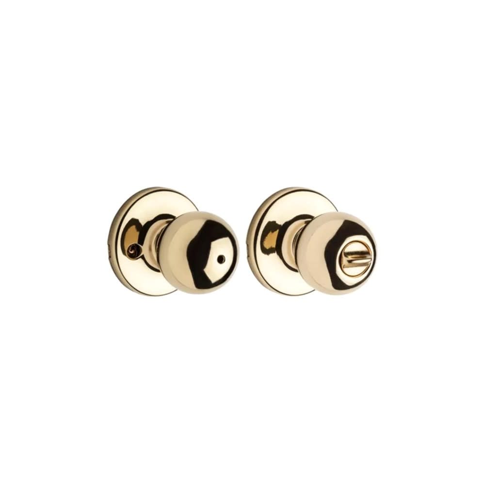 Kwikset Polished Brass Bed/Bath Polo Privacy Door Knob Set - Ascmtools