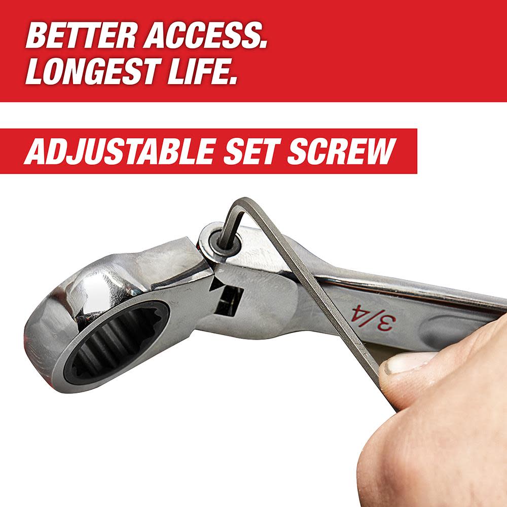 Milwaukee Combination Wrench Metric Flex Head Ratcheting Set 7pc - Ascmtools