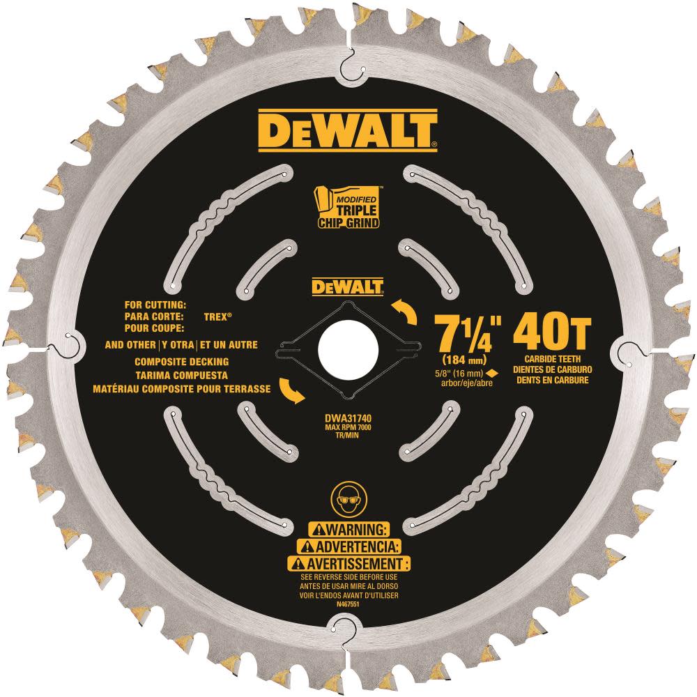DEWALT 7-1/4-in 40T Composite Deck Blade - Ascmtools
