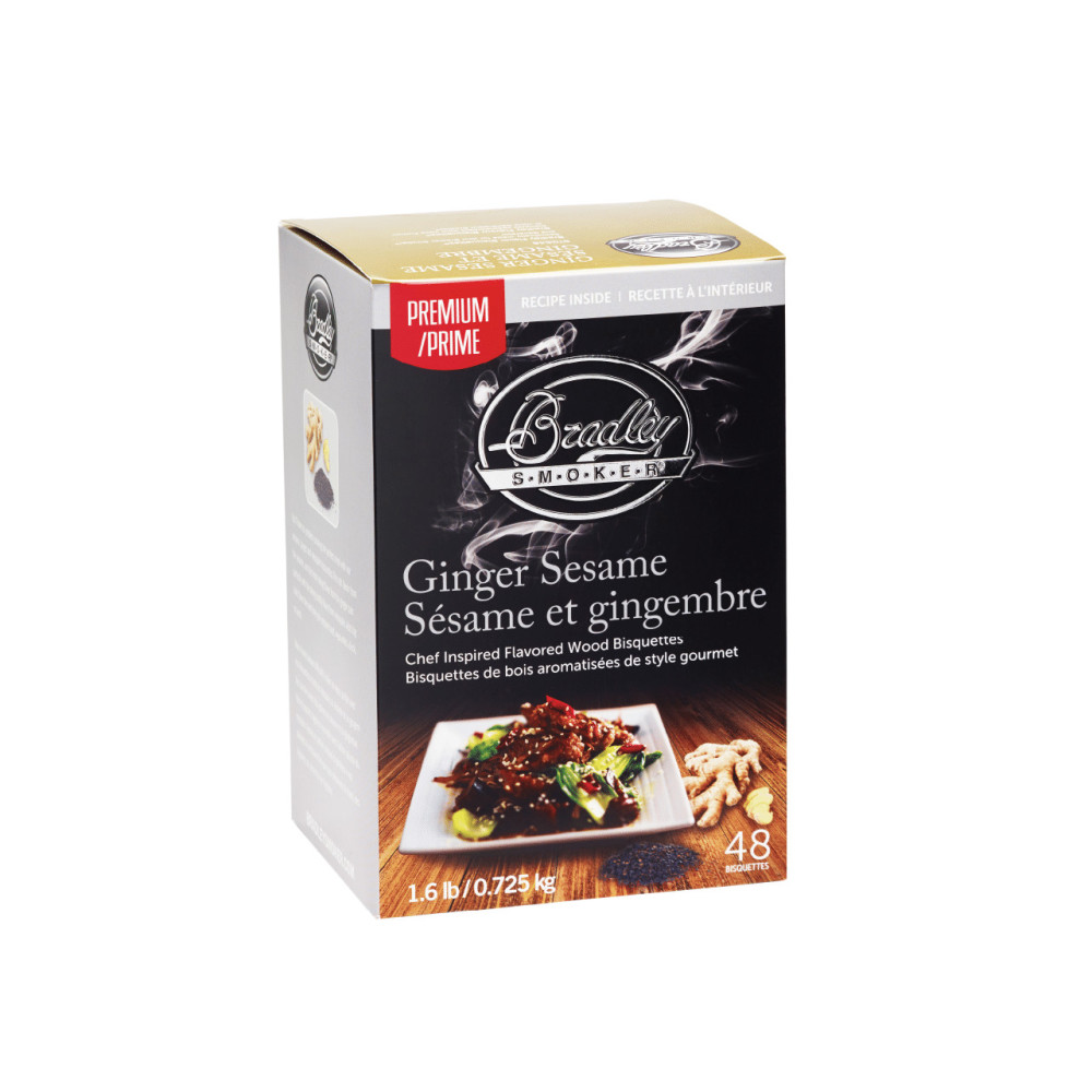 Bradley Smoker Premium Ginger Sesame Wood Bisquettes 48pk - Ascmtools