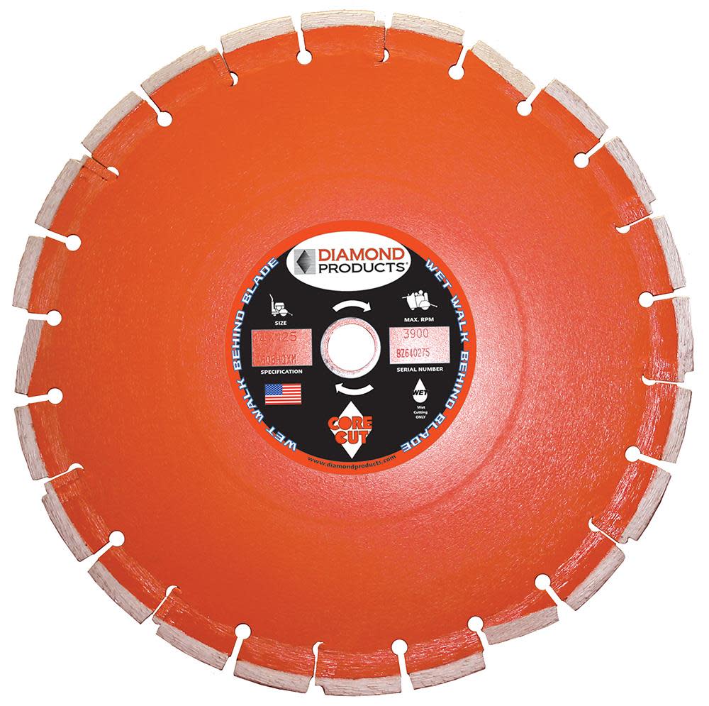 Diamond Products 14″ x .125″ x 1″ Heavy Duty Cured Concrete Blade with Slant Segments Metric - Ascmtools
