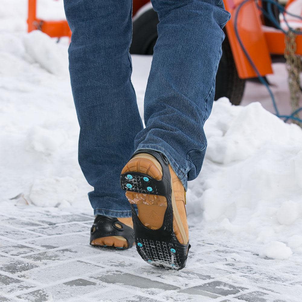 Due North All Purpose Industrial Footwear Traction Aid with 8 Ice Diamond Tungsten Carbide Spikes Pulse Grip Tread Pattern Rubber Black Unisex Small - Ascmtools