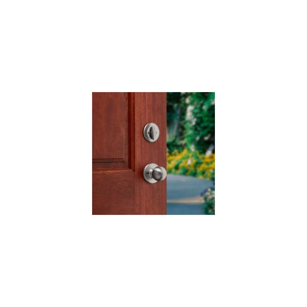 Kwikset Satin Nickel Dakota Single Cylinder Handleset with Polo Knob - Ascmtools