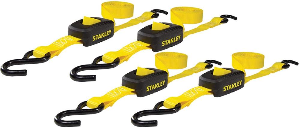 Stanley S2002 Enclosed Cam Buckle Cargo Tie Down Straps 1″ x 10′ 1200 lbs Break Strength 4pk - Ascmtools