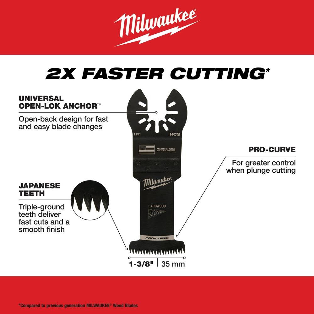Milwaukee OPEN-LOK 1-3/8″ HCS JAPANESE TOOTH PRO-CURVE HARDWOOD BLADE 10PK - Ascmtools