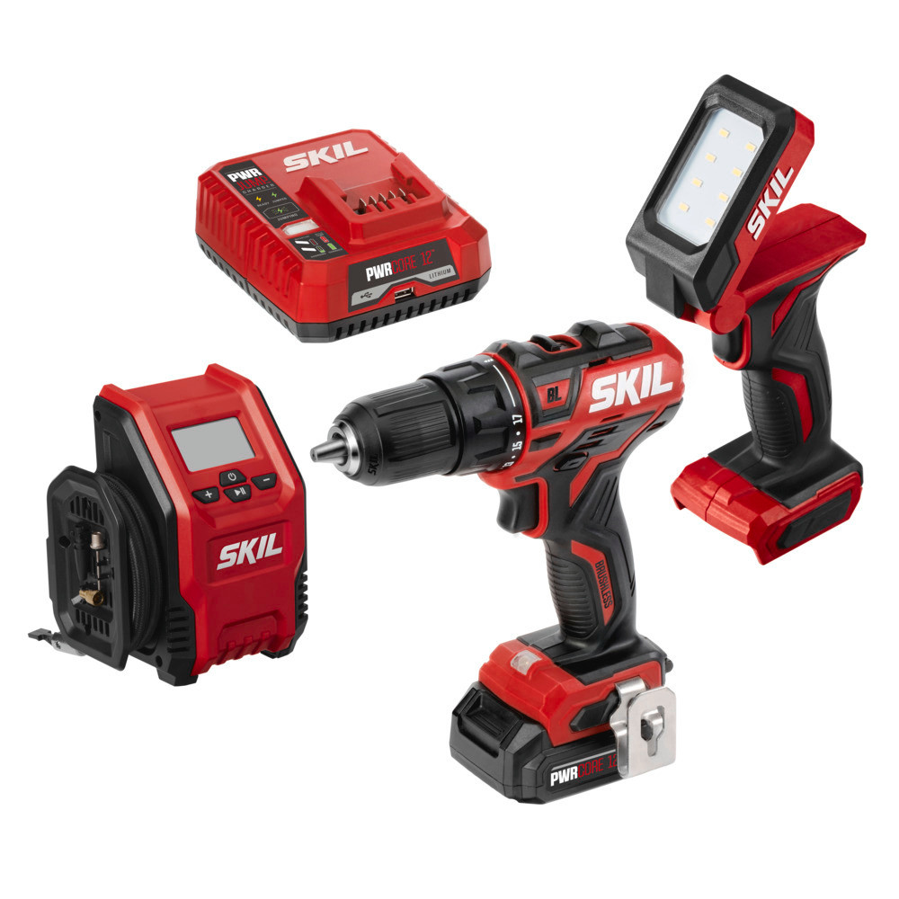 SKIL PWRCORE 12 Brushless 12V 3 Tool Combo Kit with PWR JUMP Charger - Ascmtools