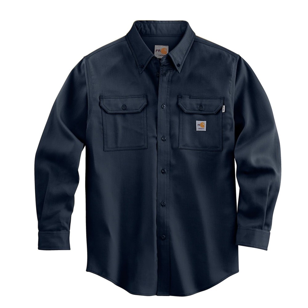 Carhartt Men’s FR Lightweight L/Tall Dark Navy Twill Shirt - Ascmtools