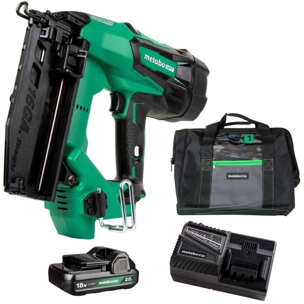 Metabo HPT 18V MultiVolt Straight Finish Nailer 16 Gauge 2Ah Kit - Ascmtools