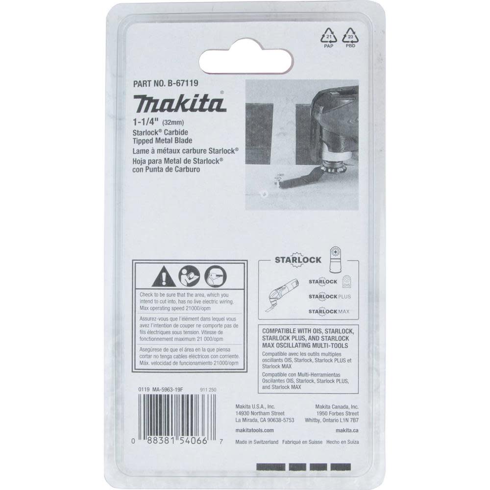 Makita 1-1/4″ Starlock Carbide Tipped Metal Blade - Ascmtools