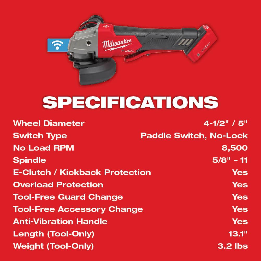 Milwaukee M18 FUEL 4 1/2″ / 5″ Braking Grinder Paddle Switch No Lock Bare Tool - Ascmtools