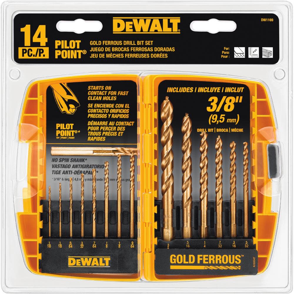 DEWALT 14 piece Pilot Point Drill Bit Set - Ascmtools