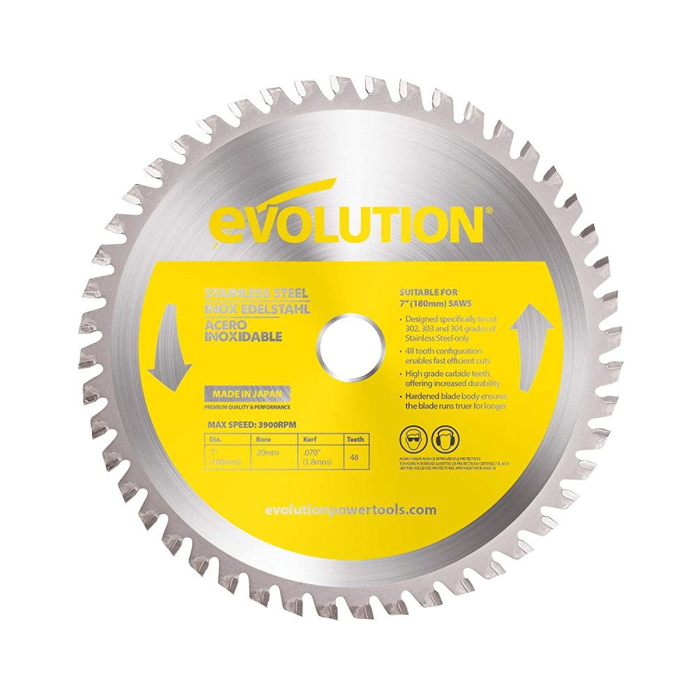 Evolution Power Tools 7″ x 48T Stainless Steel Cutting Circular Saw Blade - Ascmtools