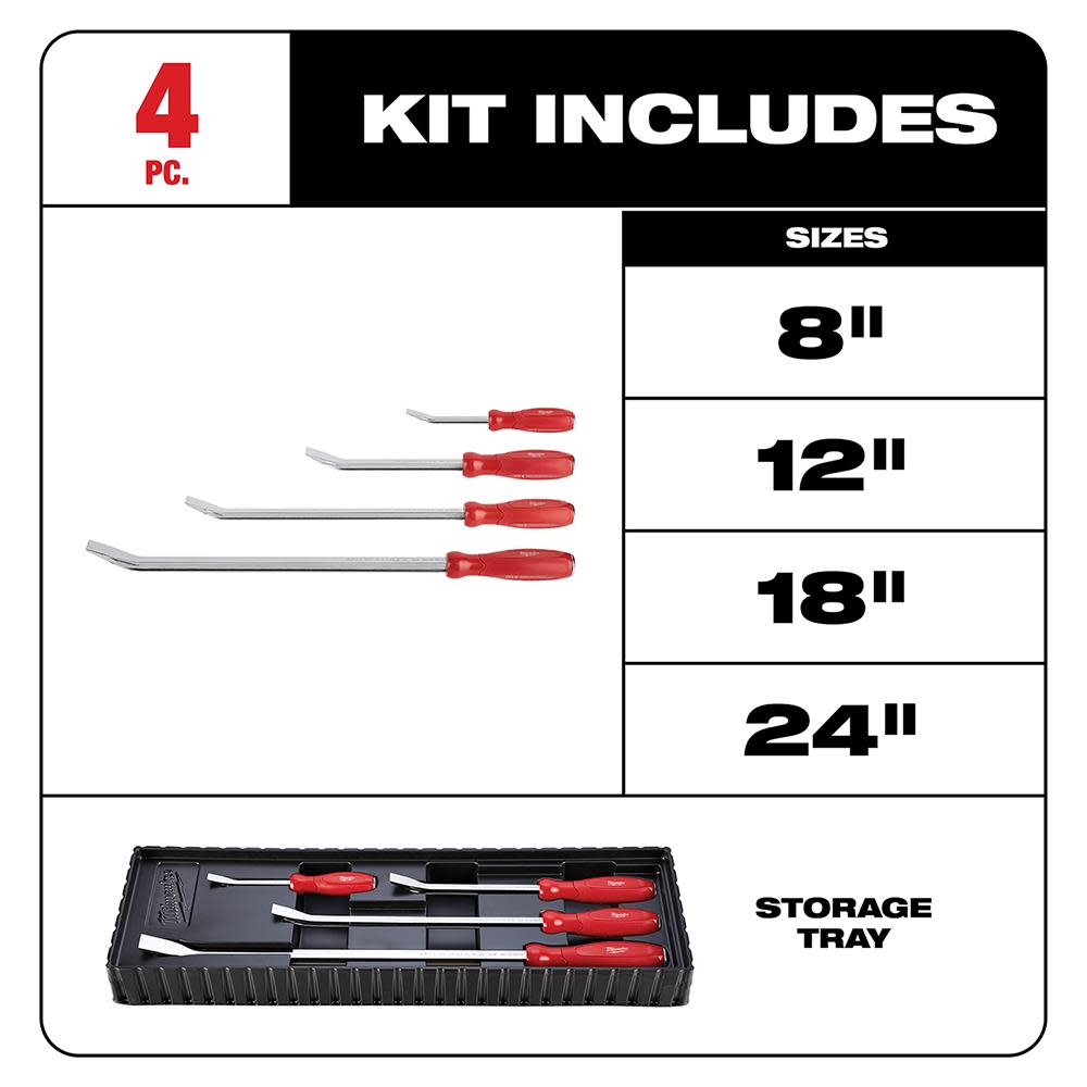 Milwaukee 4-Piece Pry Bar Set - Ascmtools