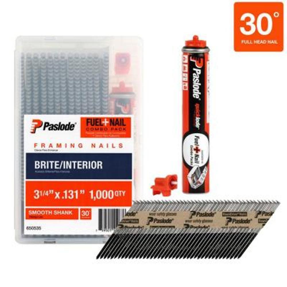 Paslode Fuel+Nail Combo Pack 3-1/4 In. x .131 In. Smooth Brite - Ascmtools