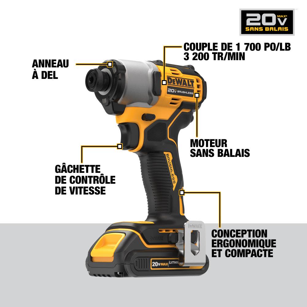 DEWALT 20V MAX 1/4″ Impact Driver Kit Brushless Cordless - Ascmtools