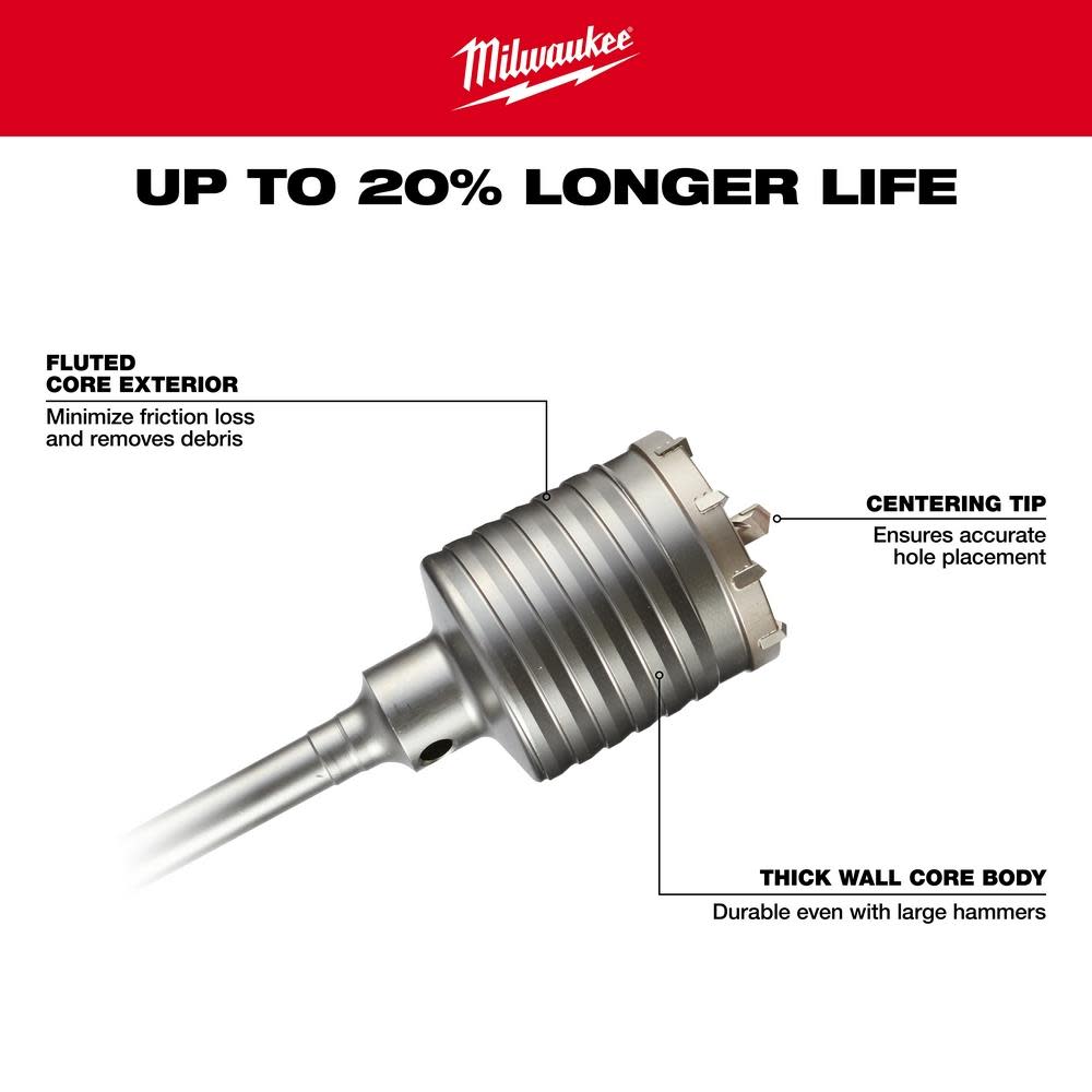 Milwaukee 3-1/8 in. x 11-3/8 in. SDS-Max Core Bit - Ascmtools