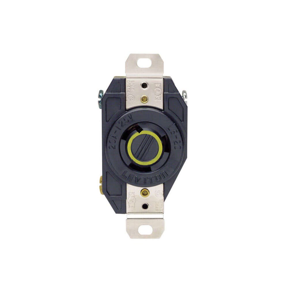Leviton 20A 125V Black Grounded Single Locking Outlet Receptacle - Ascmtools