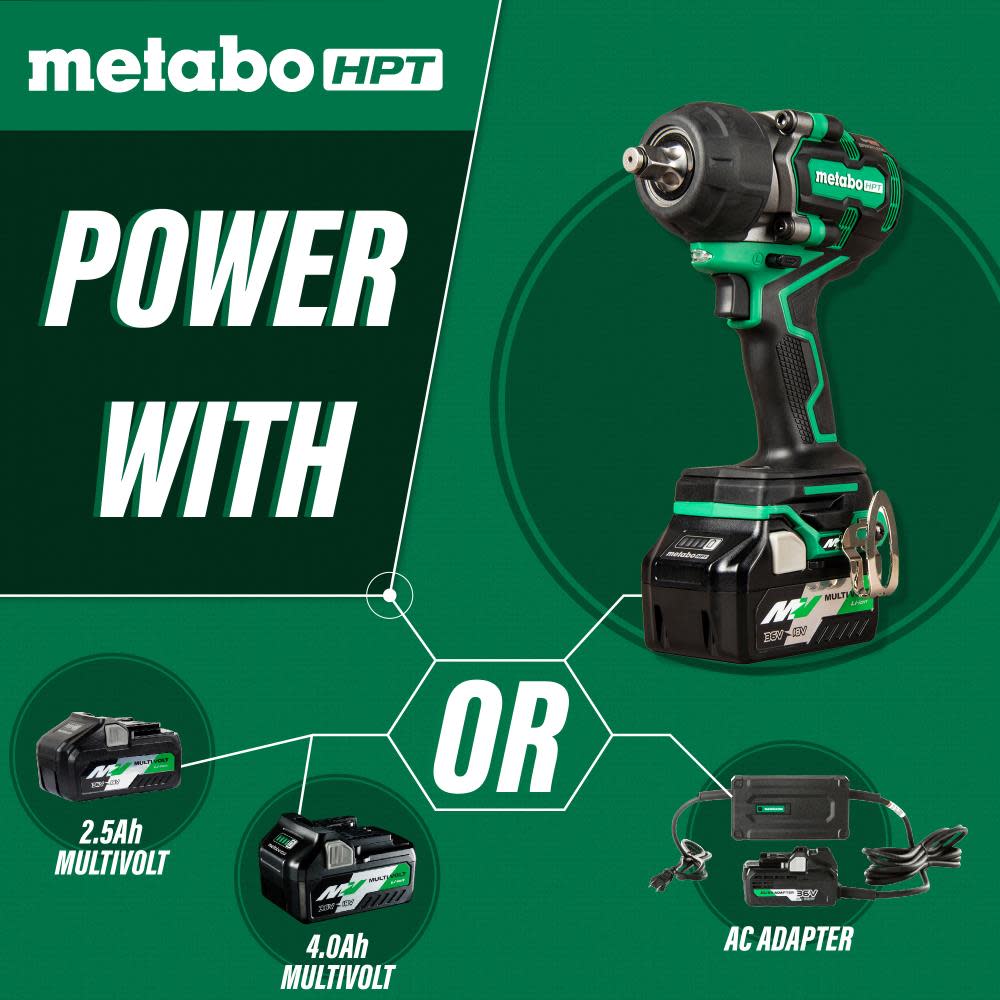 Metabo HPT 36V MultiVolt 1/2″ Mid Torque Impact Wrench Kit - Ascmtools
