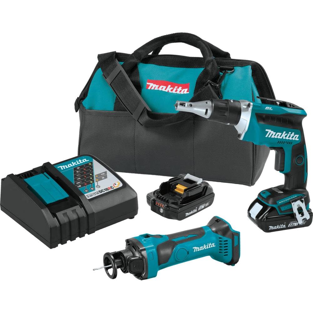 Makita 18V LXT Lithium-Ion Compact Cordless 2-Pc. Combo Kit (2.0Ah) - Ascmtools