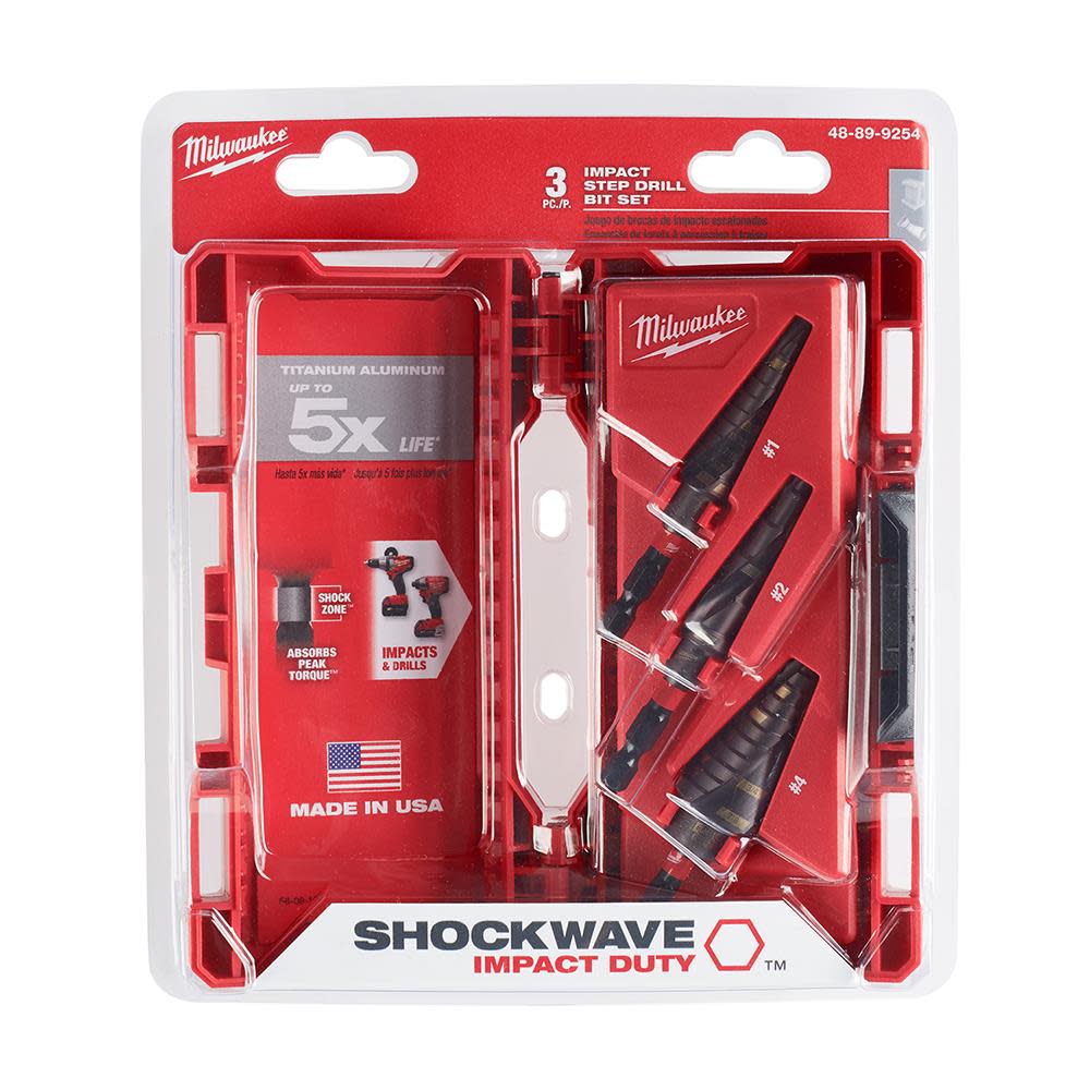 Milwaukee SHOCKWAVE Impact Duty Step Bit 3pc Set (#1 #2 #4) - Ascmtools