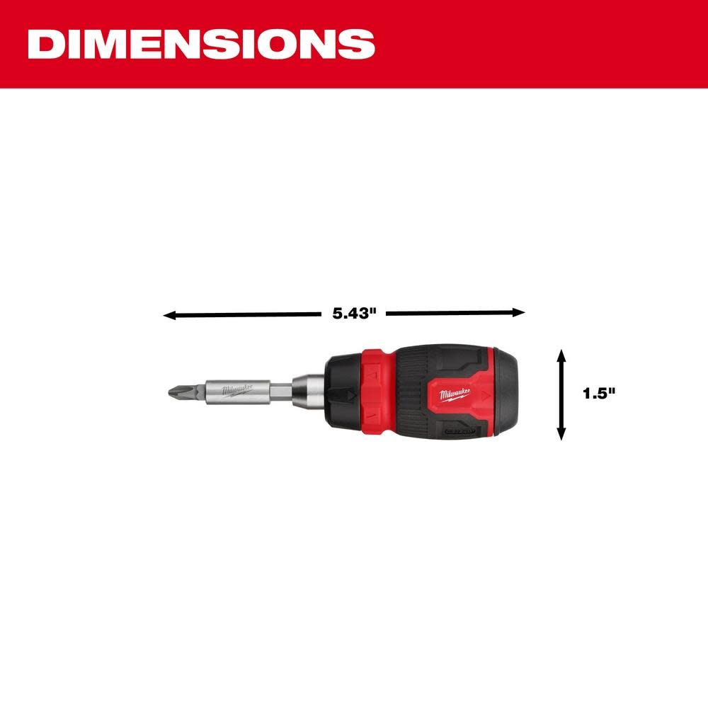 Milwaukee 8-in-1 Ratcheting Compact Multi-Bit Screwdriver - Ascmtools