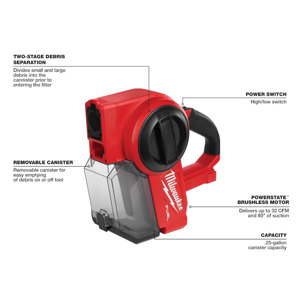 Milwaukee M18 FUEL Compact Vacuum Reconditioned - Ascmtools