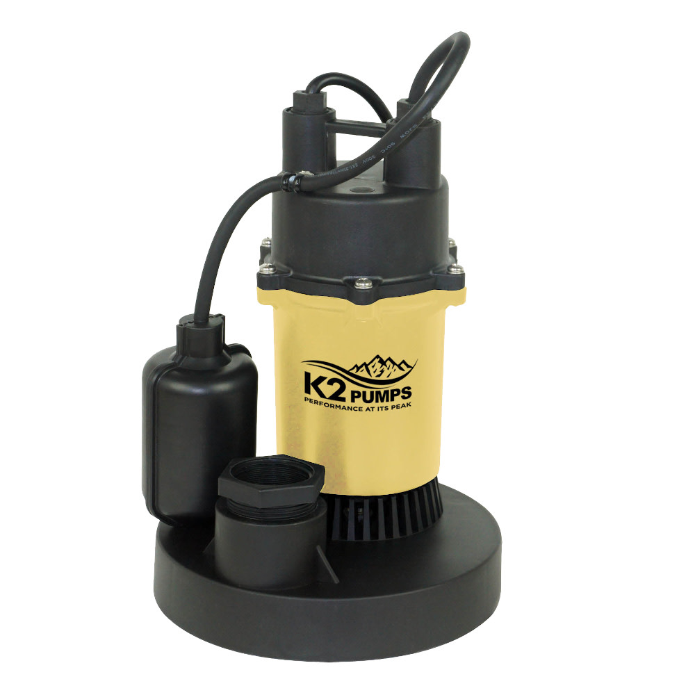K2 Pumps Sump Pump Cast Aluminum 1/4 HP with Direct in Tethered Switch - Ascmtools