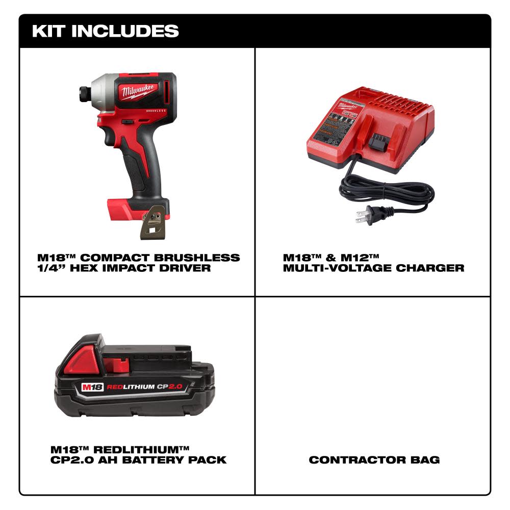 Milwaukee M18 1/4″ Hex Impact Driver Kit - Ascmtools