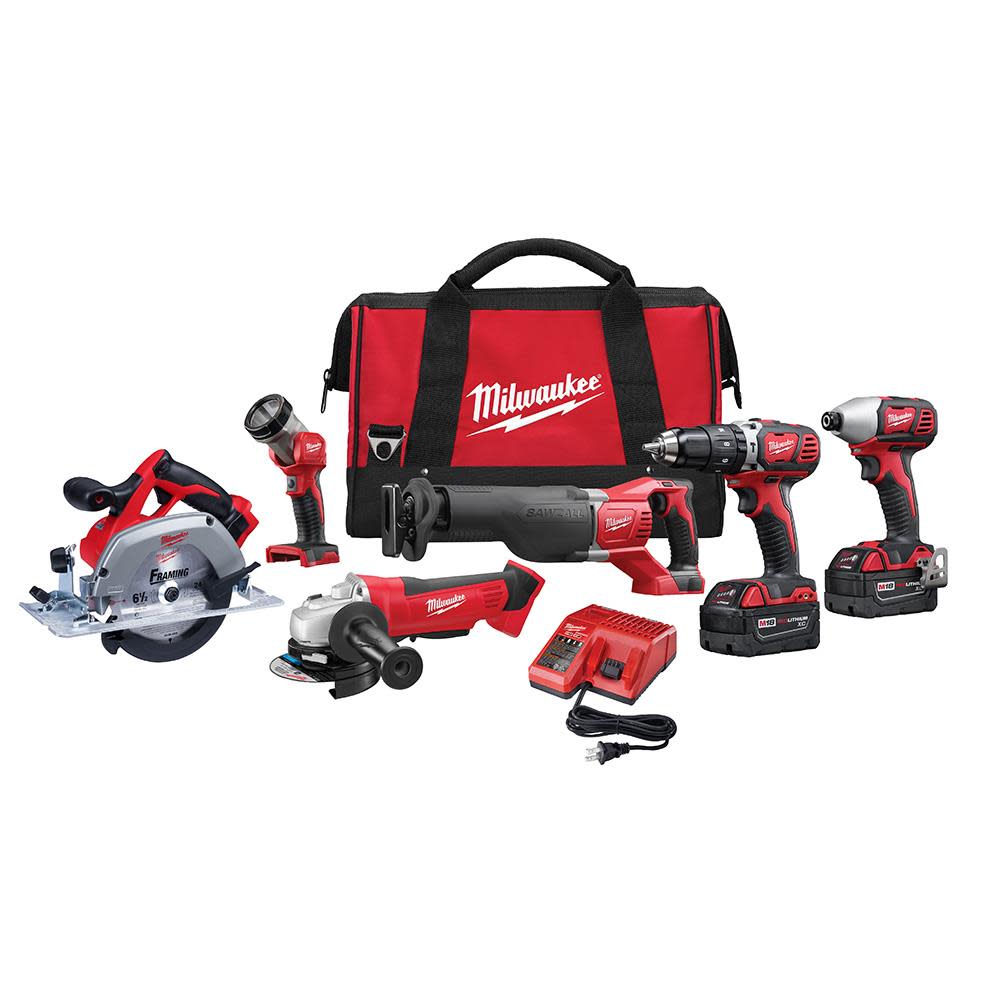 Milwaukee M18 Cordless Lithium-Ion 6-Tool Combo Kit-Reconditioned - Ascmtools