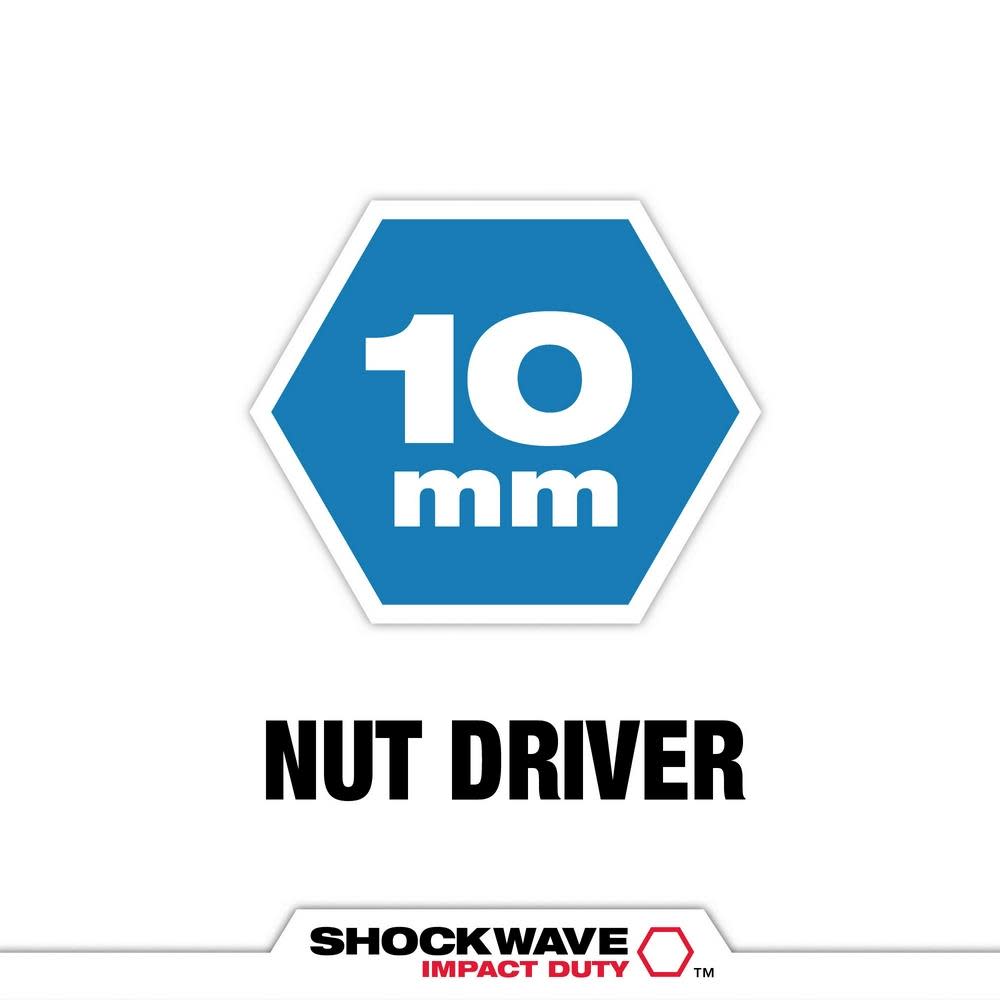 Milwaukee SHOCKWAVE Impact Duty 10MM x 2 9/16″ Magnetic Nut Driver 10pk - Ascmtools