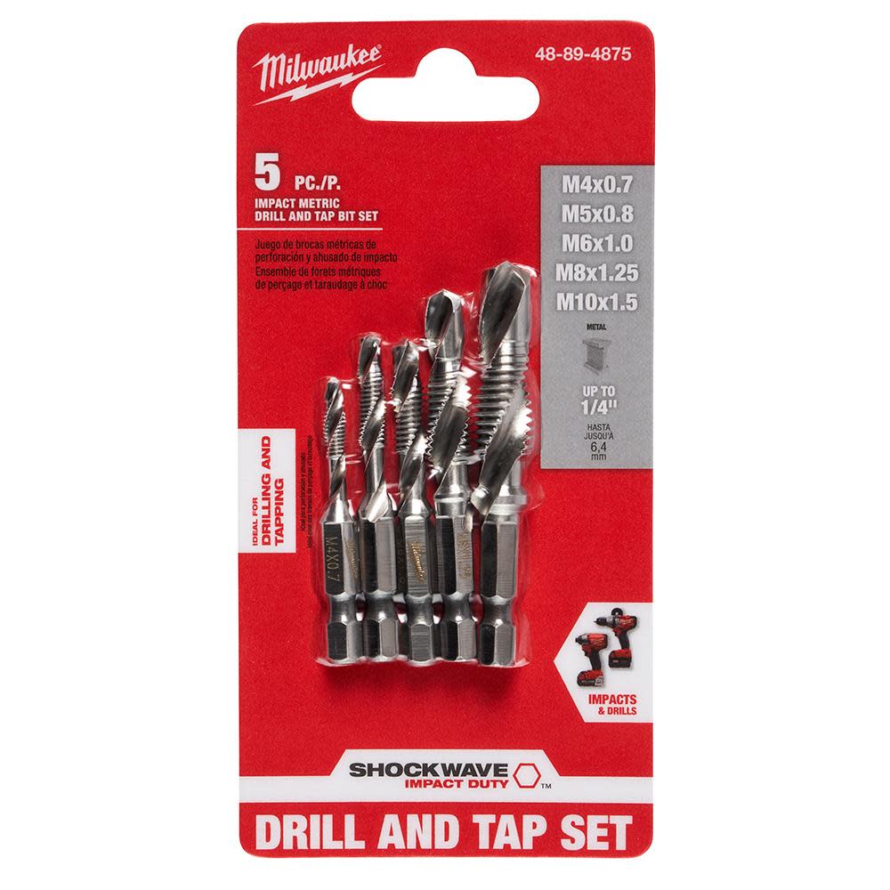 Milwaukee SHOCKWAVE 5 Pc. Metric Impact Drill Tap Set - Ascmtools