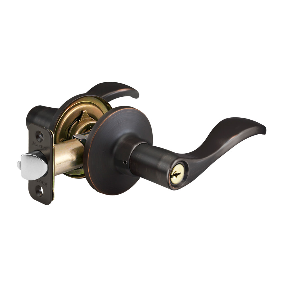 Master Lock Aged Bronze Finished Wave Style Keyed Entry Door Lockset Lever - Ascmtools