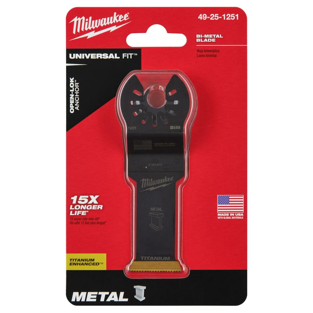 Milwaukee OPEN-LOK 1-1/8″ TITANIUM ENHANCED BI-METAL METAL BLADE 1PK - Ascmtools