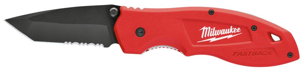 Milwaukee FASTBACK Spring Assisted Serrated Pocket Knife - Ascmtools