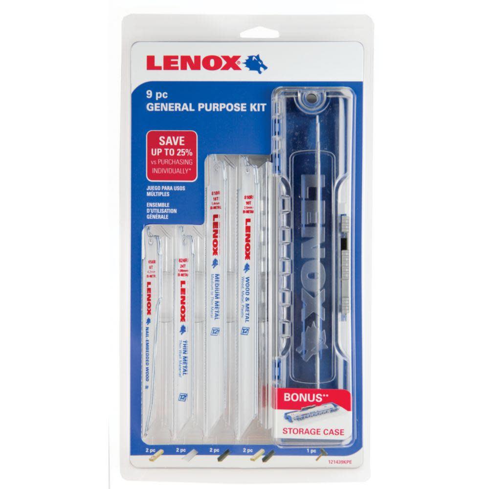 Lenox 9-Pack Bi-Metal Reciprocating Saw Blade Set - Ascmtools