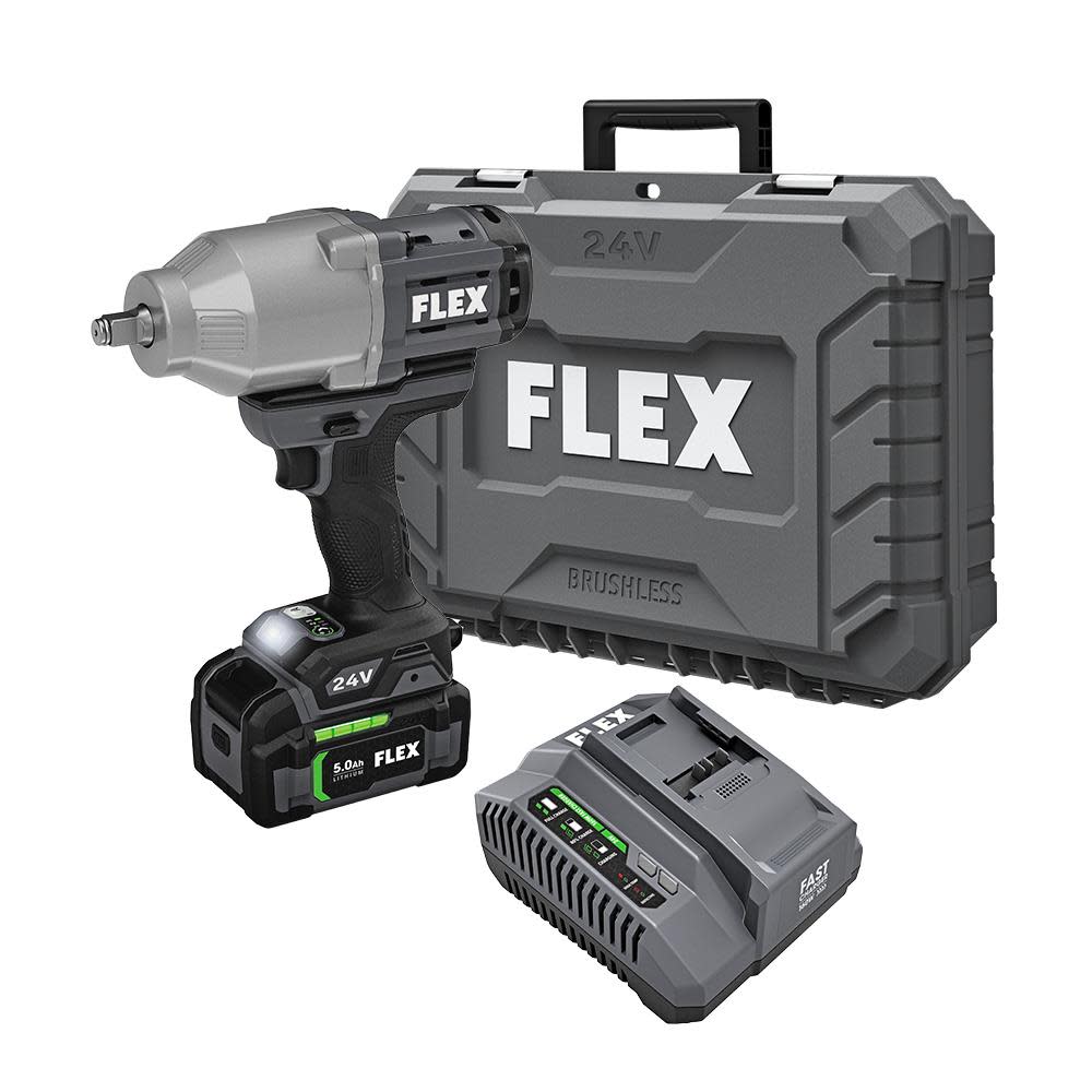 FLEX 24V 1/2-In. High Torque Impact Wrench Kit - Ascmtools