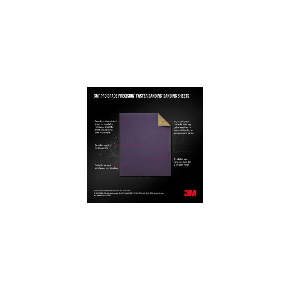 3M Pro Grade 120 Grit Medium 9 x 11″ Faster Sanding Sheet - Ascmtools