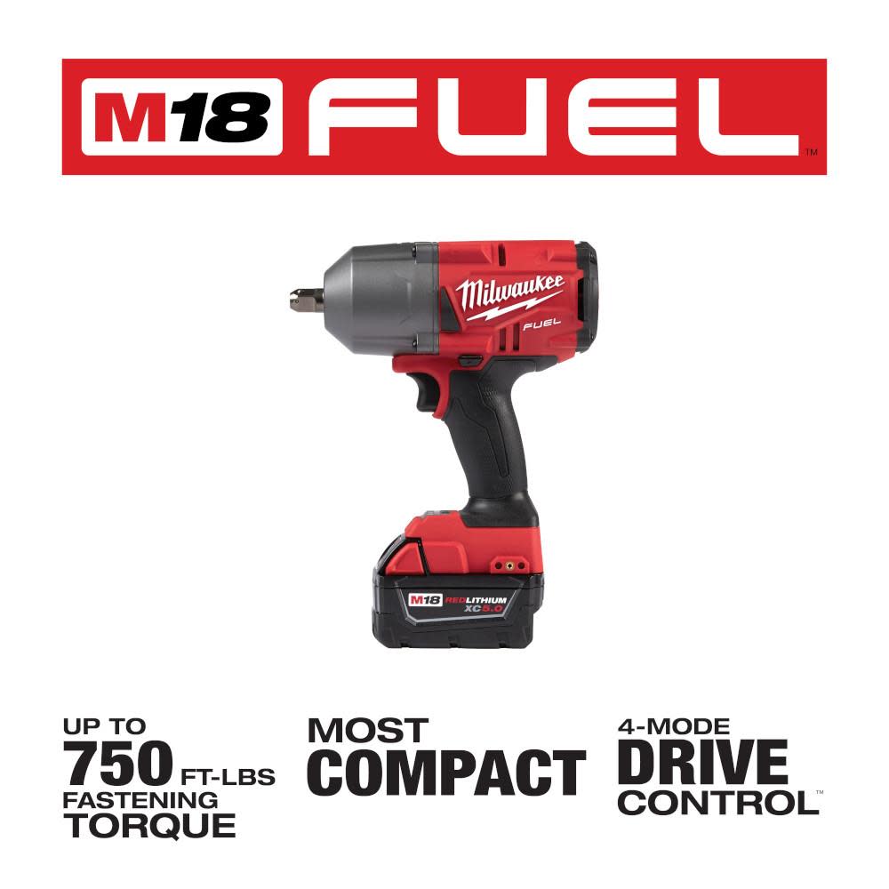 Milwaukee M18 FUEL 1/2 in. High Torque Impact Wrench with Pin Detent Kit - Ascmtools