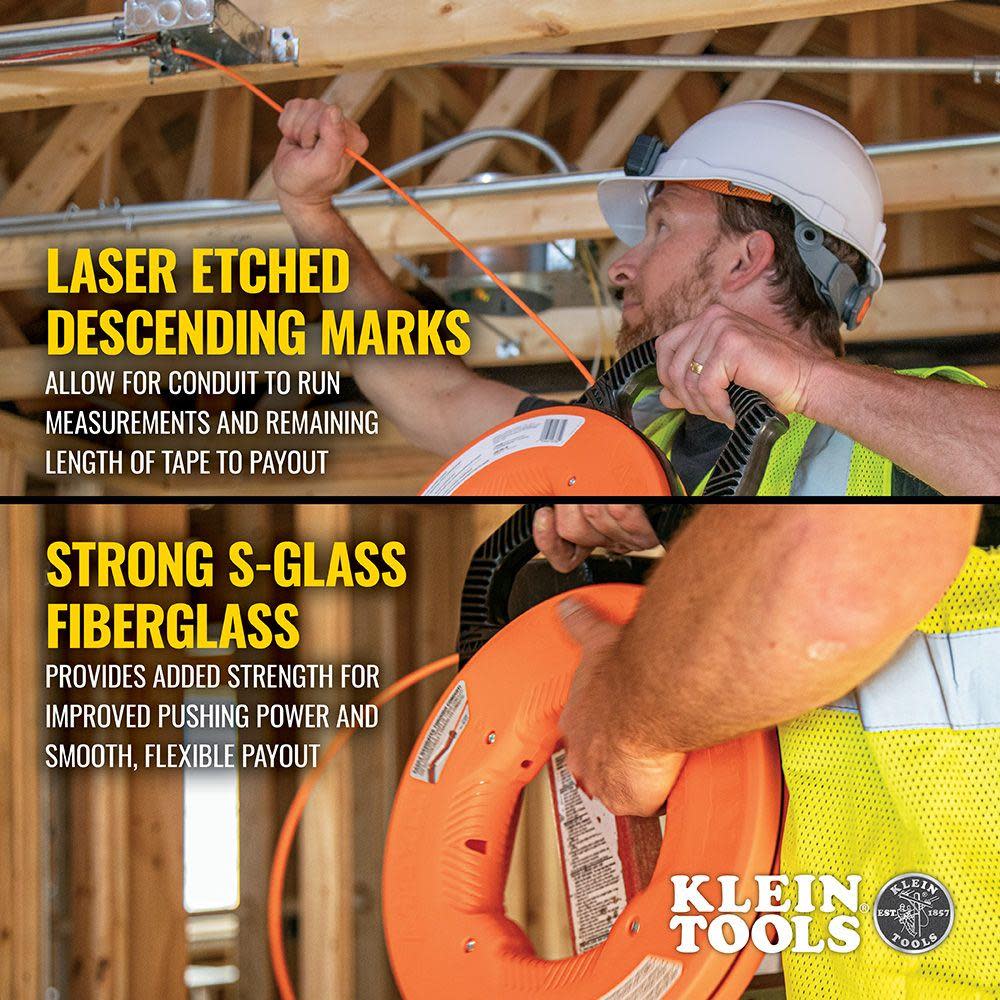 Klein Tools 100′ Fiberglass Fish Tape with Leader - Ascmtools