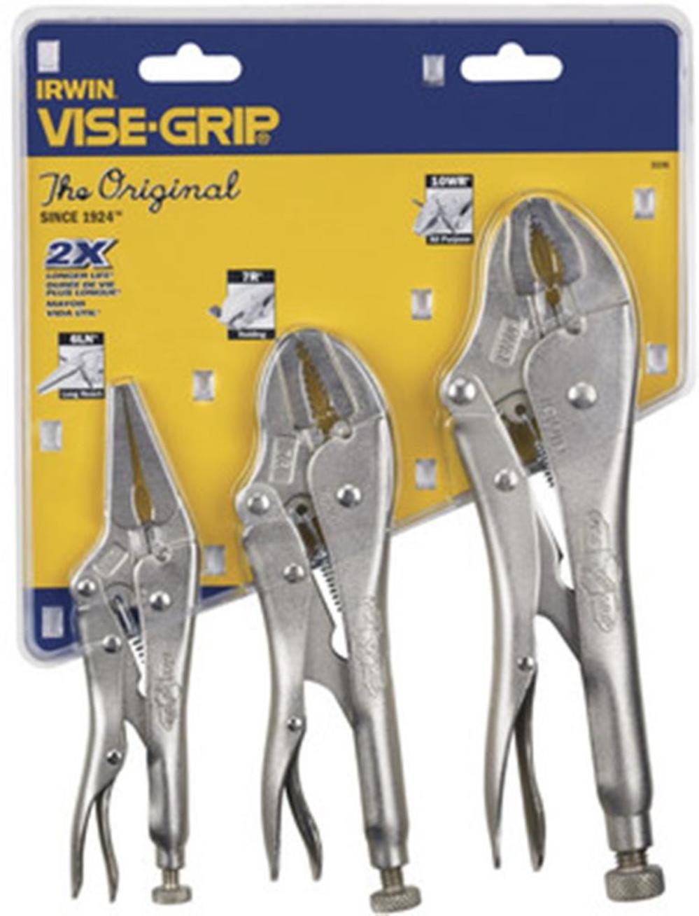 Irwin 3 Pc. Original Locking Pliers Set Contains: 10WR 7R and 6LN - Ascmtools