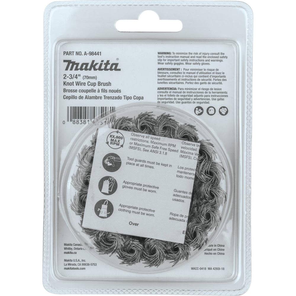 Makita 2-3/4″ Knot Wire Cup Brush M10 x 1.25 - Ascmtools