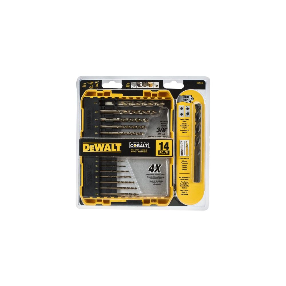 DEWALT Industrial Drill Bit Cobalt Alloy Steel Set with ToughCase+ System 14pc - Ascmtools