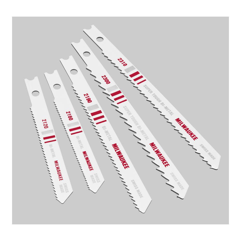 Milwaukee 5 Pc. U-Shank Jig Saw Blade Assortment - Ascmtools