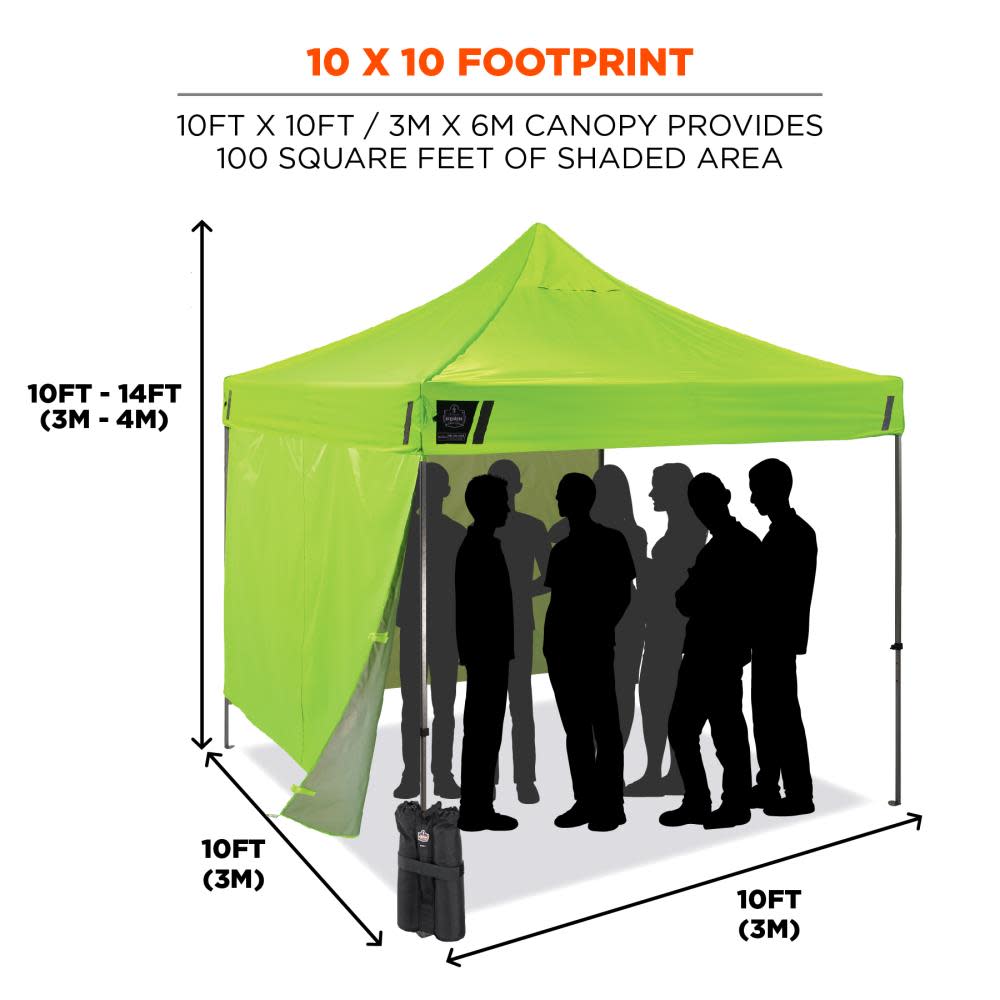 Ergodyne Shax 6051 Single Lime Heavy Duty Pop Up Tent Kit 10′ x 10′ - Ascmtools